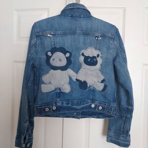 Levi Blue Jean Denim Jacket Upcycled with Original Design